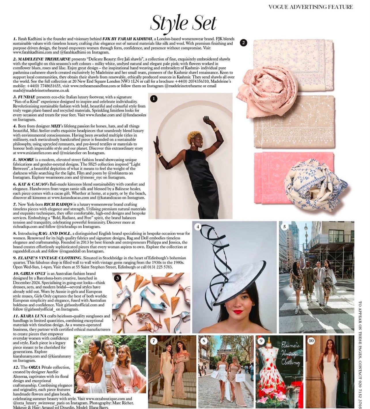Vogue Magazine's Style Set page, June 2025, showcasing a stylish hat by Mizi Atelier among other fashionable items and accessories