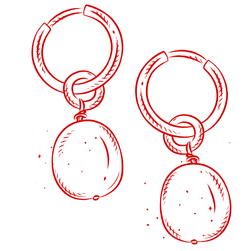 Hand-drawn pair of earrings adorned with a stylish knot.