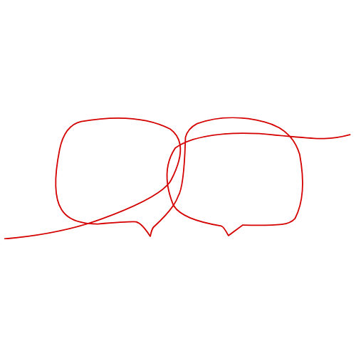 a line drawing of two interlaced bubble speeches